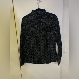 Express Brand Black Dress Shirt With Square‎ Pattern NWT